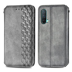 Funda de Cuero Cartera con Soporte Carcasa S01D para OnePlus Nord CE 5G Gris