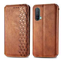 Funda de Cuero Cartera con Soporte Carcasa S01D para OnePlus Nord CE 5G Marron