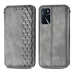 Funda de Cuero Cartera con Soporte Carcasa S01D para Oppo A16 Gris