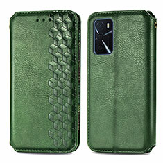 Funda de Cuero Cartera con Soporte Carcasa S01D para Oppo A16s Verde