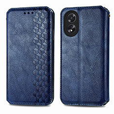 Funda de Cuero Cartera con Soporte Carcasa S01D para Oppo A18 Azul