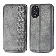 Funda de Cuero Cartera con Soporte Carcasa S01D para Oppo A18 Gris