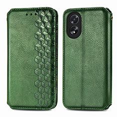 Funda de Cuero Cartera con Soporte Carcasa S01D para Oppo A18 Verde