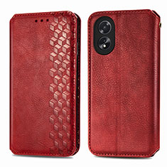 Funda de Cuero Cartera con Soporte Carcasa S01D para Oppo A38 Rojo