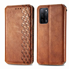 Funda de Cuero Cartera con Soporte Carcasa S01D para Oppo A55 5G Marron