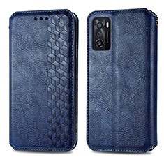 Funda de Cuero Cartera con Soporte Carcasa S01D para Oppo A55S 5G Azul