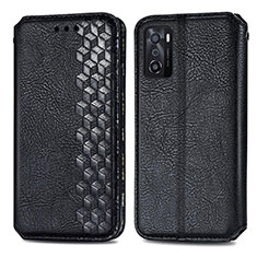 Funda de Cuero Cartera con Soporte Carcasa S01D para Oppo A55S 5G Negro