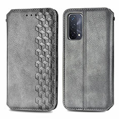 Funda de Cuero Cartera con Soporte Carcasa S01D para Oppo A74 5G Gris