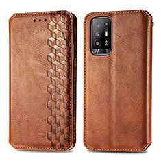 Funda de Cuero Cartera con Soporte Carcasa S01D para Oppo A94 5G Marron