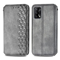 Funda de Cuero Cartera con Soporte Carcasa S01D para Oppo F19 Gris