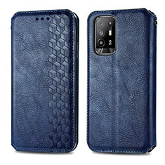 Funda de Cuero Cartera con Soporte Carcasa S01D para Oppo F19 Pro+ Plus 5G Azul