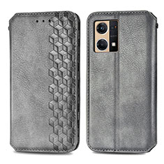 Funda de Cuero Cartera con Soporte Carcasa S01D para Oppo F21 Pro 4G Gris