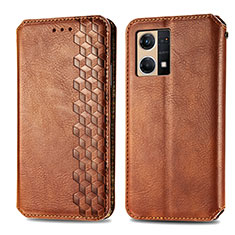 Funda de Cuero Cartera con Soporte Carcasa S01D para Oppo F21 Pro 4G Marron