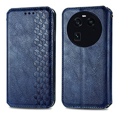 Funda de Cuero Cartera con Soporte Carcasa S01D para Oppo Find X6 5G Azul