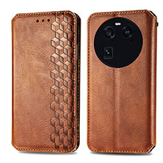 Funda de Cuero Cartera con Soporte Carcasa S01D para Oppo Find X6 5G Marron