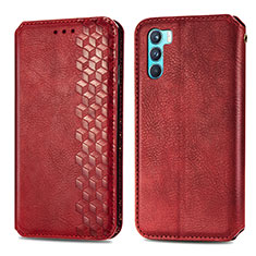 Funda de Cuero Cartera con Soporte Carcasa S01D para Oppo K9 Pro 5G Rojo