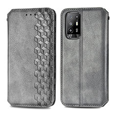 Funda de Cuero Cartera con Soporte Carcasa S01D para Oppo Reno5 Z 5G Gris