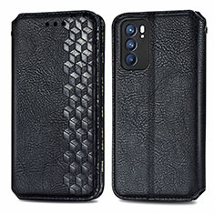 Funda de Cuero Cartera con Soporte Carcasa S01D para Oppo Reno6 5G Negro