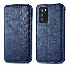 Funda de Cuero Cartera con Soporte Carcasa S01D para Oppo Reno6 Pro 5G India Azul