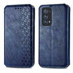 Funda de Cuero Cartera con Soporte Carcasa S01D para Oppo Reno6 Pro+ Plus 5G Azul