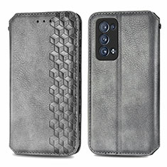 Funda de Cuero Cartera con Soporte Carcasa S01D para Oppo Reno6 Pro+ Plus 5G Gris