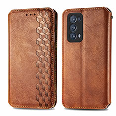 Funda de Cuero Cartera con Soporte Carcasa S01D para Oppo Reno6 Pro+ Plus 5G Marron