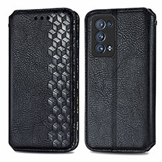 Funda de Cuero Cartera con Soporte Carcasa S01D para Oppo Reno6 Pro+ Plus 5G Negro