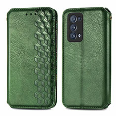 Funda de Cuero Cartera con Soporte Carcasa S01D para Oppo Reno6 Pro+ Plus 5G Verde