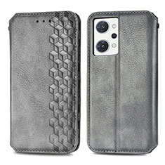 Funda de Cuero Cartera con Soporte Carcasa S01D para Oppo Reno7 A Gris