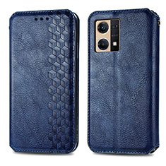 Funda de Cuero Cartera con Soporte Carcasa S01D para Oppo Reno8 4G Azul