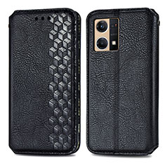 Funda de Cuero Cartera con Soporte Carcasa S01D para Oppo Reno8 4G Negro