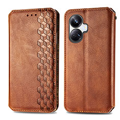 Funda de Cuero Cartera con Soporte Carcasa S01D para Realme 10 Pro+ Plus 5G Marron