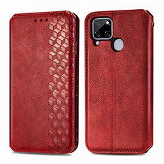 Funda de Cuero Cartera con Soporte Carcasa S01D para Realme 7i RMX2193 Rojo