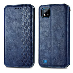 Funda de Cuero Cartera con Soporte Carcasa S01D para Realme C20 Azul