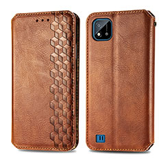 Funda de Cuero Cartera con Soporte Carcasa S01D para Realme C20 Marron