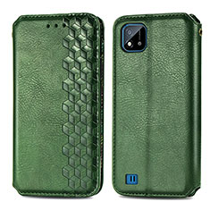 Funda de Cuero Cartera con Soporte Carcasa S01D para Realme C20 Verde