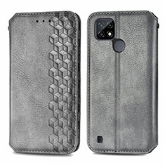 Funda de Cuero Cartera con Soporte Carcasa S01D para Realme C21Y Gris