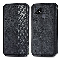 Funda de Cuero Cartera con Soporte Carcasa S01D para Realme C21Y Negro