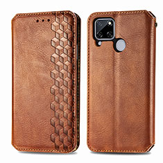 Funda de Cuero Cartera con Soporte Carcasa S01D para Realme C25S Marron