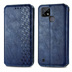 Funda de Cuero Cartera con Soporte Carcasa S01D para Realme C25Y Azul