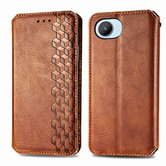 Funda de Cuero Cartera con Soporte Carcasa S01D para Realme C30 Marron