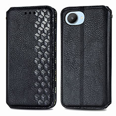 Funda de Cuero Cartera con Soporte Carcasa S01D para Realme C30 Negro