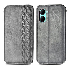 Funda de Cuero Cartera con Soporte Carcasa S01D para Realme C33 (2023) Gris