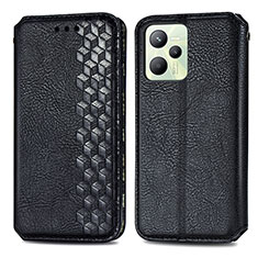 Funda de Cuero Cartera con Soporte Carcasa S01D para Realme C35 Negro