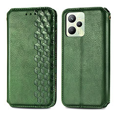 Funda de Cuero Cartera con Soporte Carcasa S01D para Realme C35 Verde