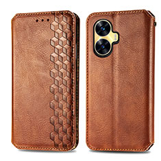 Funda de Cuero Cartera con Soporte Carcasa S01D para Realme C55 Marron