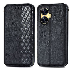 Funda de Cuero Cartera con Soporte Carcasa S01D para Realme C55 Negro