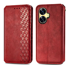 Funda de Cuero Cartera con Soporte Carcasa S01D para Realme C55 Rojo