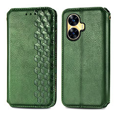 Funda de Cuero Cartera con Soporte Carcasa S01D para Realme C55 Verde