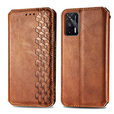 Funda de Cuero Cartera con Soporte Carcasa S01D para Realme GT 5G Marron